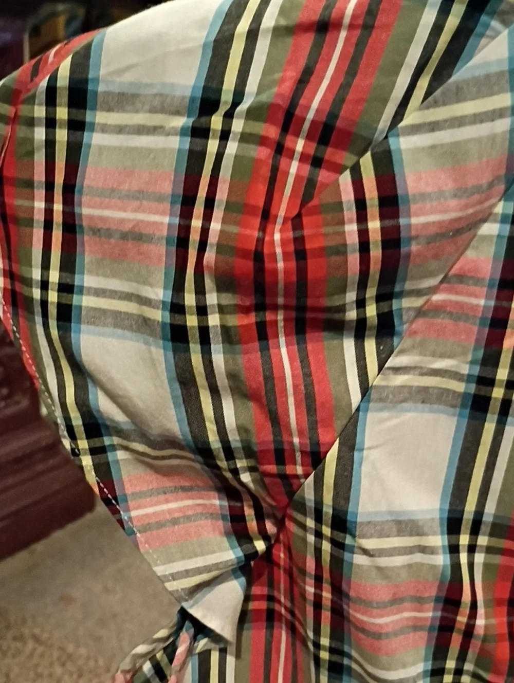 J. Crew Multicolor Plaid Blouse with Flared Hem